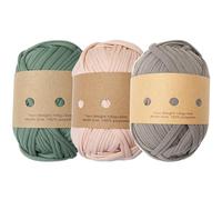 Lot de 3 fils à tricoter 300 g 30 m de fil élastique pour tricoter, crochet, polyester doux, épais, pour sac, dessous verre, panier rangement, tapis au crochet, vert + marron clair + kaki