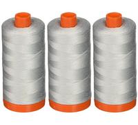 Lot de 3 fils de coton mako Aurifil 50 WT - Colombe - Uni - 1400 m chacun