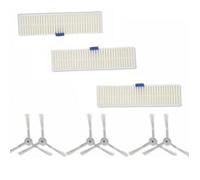 Lot de 3 Filtre à Poussière et 6 Brossettes Latérales Compatibles avec Les Aspirateurs Robot Explorer Série 60 Blanc