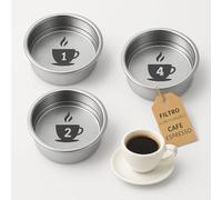 Lot de 3 filtres à café réutilisables 51 mm en acier inoxydable pour 1, 2 et 4 tasses compatibles avec les machines Cecotec Ufesa Delonghi Breville Porte-filtre à expresso haute pression Panier