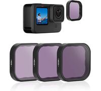 Lot de 3 filtres à densité Neutre ND8 ND16 ND32 compatibles avec GoPro Hero 11 Hero 10 Hero 9 Noir Kit de Filtre d'objectif pour Accessoires d'appareil Photo Go Pro