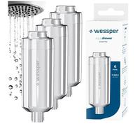 Lot de 3 Filtres à Douche Remplaçable Wessper - Argent - Modèle WES081 - Élimine Chlore, Métaux Lourds, Bactéries