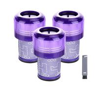 Lot de 3 filtres de rechange pour Dyson V12 Detect Slim, V12 Slim Absolute, V12 Slim Motorhead, V12 Detect Slim Fluffy, 3 filtres et 1 brosse de nettoyage, comparé à la pièce 971517-01