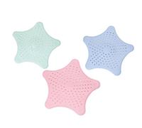 Lot de 3 filtres en silicone, collecteur de cheveux avec ventouse, filtre à cheveux étoile anti-obstruction pour évier de cuisine pour douche de salle de bain (bleu, vert et rose)