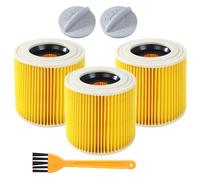 Lot de 3 filtres pour aspirateur Kärcher, filtre à cartouche compatible Kärcher Wd3, avec pinceau, pour [WD3, WD2, WD1, MV3, MV2, A, K, KNT, SE, VC] remplace 6.414-552.0, 6.414-772 contre les
