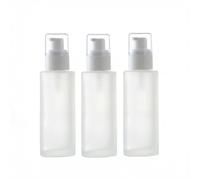 Lot de 3 flacons à pompe de voyage classiques en verre avec pompe blanche anti-fuite pour lotion, crème cosmétique, savon de voyage, flacon en pot (translucide)