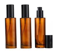 Lot de 3 flacons à pompe en verre ambré rechargeables de 60 ml pour crème de voyage, lotion de voyage, mini distributeur de savon, récipient cosmétique pour émulsion, essence, fond de teint liquide