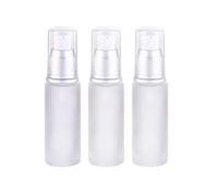 Lot de 3 flacons à pompe rechargeables en verre mat de 30 ml pour lotion, crème, sérum, articles de toilette, mini flacons distributeurs étanches