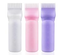 Lot de 3 flacons applicateurs de teinture capillaire de 177 ml avec échelle graduée (rose + blanc + violet)