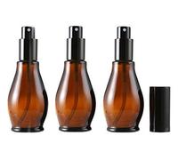 Lot de 3 flacons vaporisateurs vides rechargeables en verre ambré de 50 ml avec atomiseur noir et bouchon anti-poussière pour huiles essentielles/aromathérapie