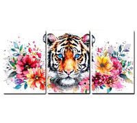 Lot de 3 Fleur Tableau Décoration Murale Affiche Décoration Chambre Impression sur Toile Tigre Peintures sur Toile Décor Murale pour Chambre Maison Suspendu Art Décor,Cadeau Femme,40x60cmx3pcs,-f45b