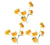 Lot de 3 fleurs de chrysanthème soyeux avec flamme vive pour décoration de fête prénuptiale, vases d'entrée et amélioration de l'espace de bureau (jaune)