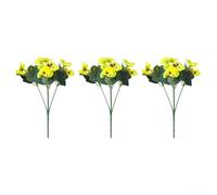 Lot de 3 fleurs de pensées artificielles d'extérieur résistantes aux UV pour décoration de la maison et du jardin (jaune)