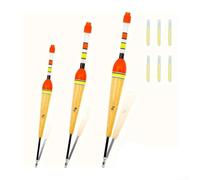Lot de 3 flotteurs de pêche à LED avec accessoires phosphorescents 3 g, 5 g, 8 g, lame en bois de balsa pour contrôler la profondeur de l'appât et détecter l'activité des poissons