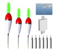 Lot de 3 flotteurs de pêche LED avec détecteur de touche - Avec détecteur de gravité et base - Accessoires de pêche pour la zone de plongée - Pêche au lac - Pêche à LED - Flotteurs de pêche
