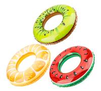 Lot de 3 flotteurs de piscine pour enfants, tubes de fruits pour bouées flottantes gonflables, flottantes rondes et portables pour enfants, pastèque, orange, citron, bouées de natation pour filles
