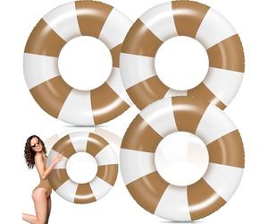 Lot de 3 flotteurs gonflables Jumbo de 120 cm pour adultes - Rayures blanches - Anneaux intérieurs de piscine - Tube de natation gonflable pour femme - Pour l'été, la plage, les enterrements de vie de