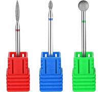 Lot De 3 Forets À Ongles Diamantés - En Forme De Boule - Coupe-Cuticules - Embout Flamme Tout En Un - Kit De Préparation Des Ongles - Pour Manucure, Salon, Cuticules - Rouge Mort