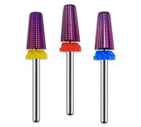Lot de 3 forets à ongles en carbure 5 en 1 - Rotation bidirectionnelle pour gauchers et droitiers - XF, F, M, 0,9 cm - Brocas Para Drill Nails pour ongles en gel acrylique - Retrait rapide, violette