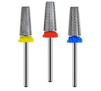 Lot de 3 forets à ongles en carbure 5 en 1 - Rotation bidirectionnelle pour gauchers et droitiers - XF, F, M, 0,9 cm - Brocas Para Drill Nails pour ongles en gel acrylique - Retrait rapide, argent