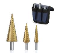 Lot de 3 forets étagés HSS Hex Shank - Foret étagé - Foret conique en métal - 4-12 mm/4-20 mm/4-32 mm