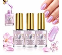 Lot de 3 fortifiants pour ongles effet miroir lilas brillant | Vernis à ongles effet miroir violet lilas, séchage rapide, pour une finition lisse et brillante, pour la maison et le salon