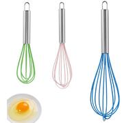 Lot De 3 Fouet Cuisine, Fouet Silicone Fouet Silicone Cuisine 20,3 Cm 25,4 Cm Et 30,5 Cm Lot De 3, Pour Ustensiles De Cuisine Antiadhésifs Cuisiner, Mélanger, Battre Et Mélanger(Vert Rose Et Bleu)