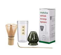 Lot de 3 fouets à matcha traditionnels avec fouet à matcha en bambou, cuillère à matcha, support à whisky, set de thé matcha pour la préparation