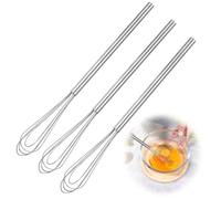 Lot de 3 fouets - Petit fouet - Fouet - En acier inoxydable de qualité supérieure - Manche de 16 cm - Gadgets de cuisine - Pour mélanger, battre, mousser et mélanger - Argenté