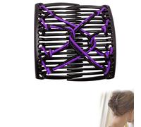Lot de 3 fourchettes à cheveux extensibles à double peigne, pour femmes et filles, accessoires pour chignon, épingles à cheveux sans plis ni glissement, violettes