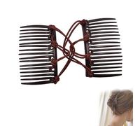 Lot de 3 fourchettes à cheveux extensibles à double peigne, pour femmes et filles, accessoires pour chignon, pas de plis ni de glissement, marron
