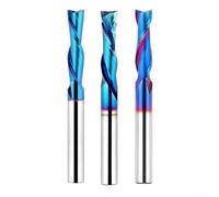 Lot de 3 fraises à défoncer en spirale à 2 cannelures 6,35 mm, fraises en carbure de tungstène pour le travail du bois CNC