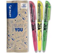 Lot de 3 FriXion Light-Surligneurs Effaçables aux couleurs fluos-1 Jaune,1 Vert,1 Rose-Pointe biseautée pour tracé fin ou plus large