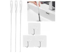 Lot de 3 Furet Deboucheur Canalisation + 3 crochets transparents, Furet Deboucheur wc Professionnel, Furet Plomberie Deboucheur Douche Sonde de debouchage, Brosse de Nettoyage Réutilisable