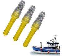 Lot de 3 fusées éclairantes de bateau électroniques améliorées 2025, signaux de détresse visuelle marine approuvés par la Garde côtière, signaux d'urgence étanches pour filets de pêche (lumière jaune)