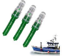 Lot de 3 fusées éclairantes électroniques pour bateau - Signaux de détresse visuelle marine approuvés par la Garde côtière en mer, signaux d'urgence étanches pour filets de pêche (lumière verte)