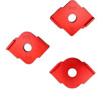 Lot de 3 gabarits de défonceuse en alliage d'aluminium pour gabarit de rayon d'angle - pour modèles à changement rapide R5/R10/R15/R20/R25/R30 usinés CNC, rouge anodisé, pour menuiserie