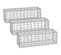 Lot de 3 Gabions de pierre 100 x 30 x 30 cm métallique galvanisé Banc de jardin Jardinière à gabion SONGMICS