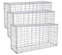 Lot de 3 Gabions de pierre 100 x 50 x 30 cm Base pour mur métallique Déco Jardin Clôture décorative SONGMICS