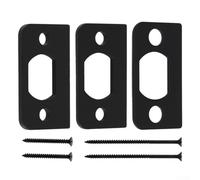 Lot de 3 gâches de porte en acier inoxydable avec vis, plaques de gâche standard pour portes intérieures et extérieures (noir)