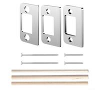 Lot de 3 gâches de serrure de porte en acier inoxydable avec matériel de montage pour une amélioration fiable de la sécurité sur les portes résidentielles (argent droit)