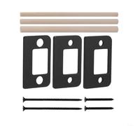 Lot de 3 gâches de serrure de porte en acier inoxydable avec vis et chevilles, kit de cale de sécurité pour un alignement précis des loquets (noir droit)