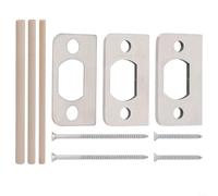 Lot de 3 gâches de serrure de porte en acier inoxydable avec vis et chevilles, kit de cales de sécurité pour un alignement précis des loquets (pliez argenté)