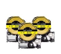 Lot de 3 gaines thermorétractables de 5 mm compatibles avec LabelWorks | Compatible avec les modèles LK-4WBA5 et LK-4YBA5 ; comprend les bracelets SU5S et SU5Y.(Black on Yellow)