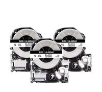 Lot de 3 gaines thermorétractables de 5 mm compatibles avec LabelWorks | Compatible avec les modèles LK-4WBA5 et LK-4YBA5 ; comprend les bracelets SU5S et SU5Y.(Black on White)