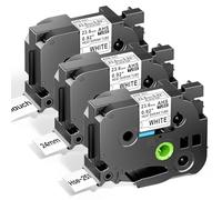 Lot de 3 gaines thermorétractables de rechange compatibles avec Brother Hse-251 Hse251 - Noir sur blanc - Pour Brother PT-E560BTVP PT-E500VP PT-E510VP PT-E550WVP PT-E800W - 23,6 mm x 1,5 m