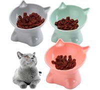 Lot de 3 Gamelle Chat - Inclinable à 15 degrés - 13,5 cm - pour Chats et Petits Chiens - Nourriture et eau - Gris, Vert et Rose