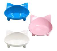 Lot de 3 gamelles de nourriture pour chat, jolies assiettes antidérapantes larges et peu profondes pour soulager la fatigue, de qualité alimentaire, bols peu profonds pour chats pour nourriture et eau