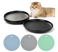 Lot de 3 gamelles larges et peu profondes pour soulager la fatigue des moustaches, bols pour chat en céramique, assiettes pour chat avec 3 tapis antidérapants, passent au lave-vaisselle, chats, chiots