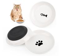 Lot de 3 Gamelles pour Chat - Gamelle Chat Ceramique- Bol Chat avec Fond en Silicone AntidéRapant -Soulage La Fatigue des Moustaches -Gamelle Ceramique Chat - Assiette Chat pour Nourriture Et Eau